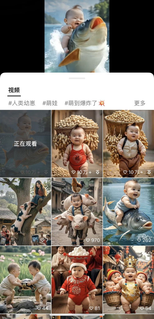 发小孩的AI视频，流量阅读可牛了-上榜风向标生财-情报-生财