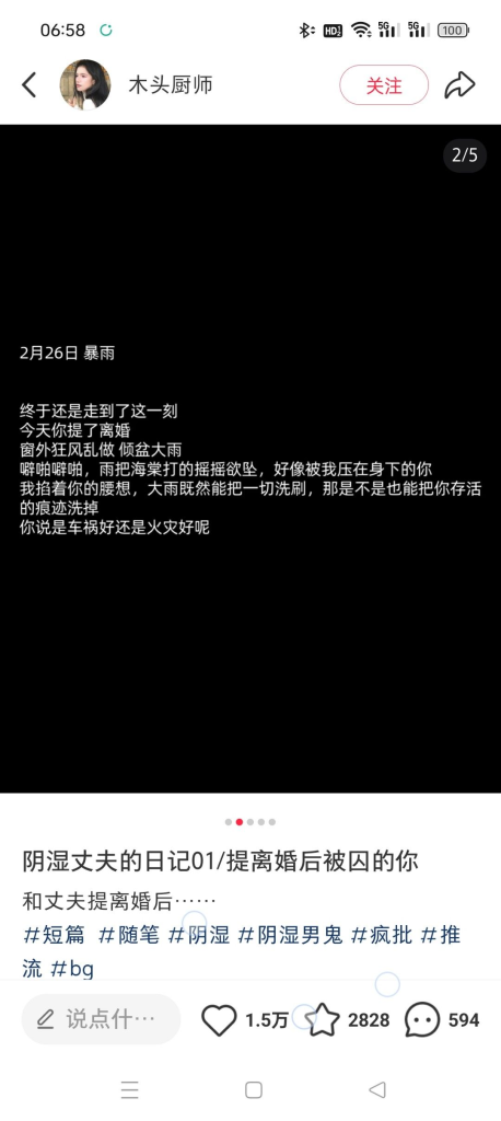 疯批小说小红书号，更新五篇，涨粉5800-上榜风向标生财-情报-生财