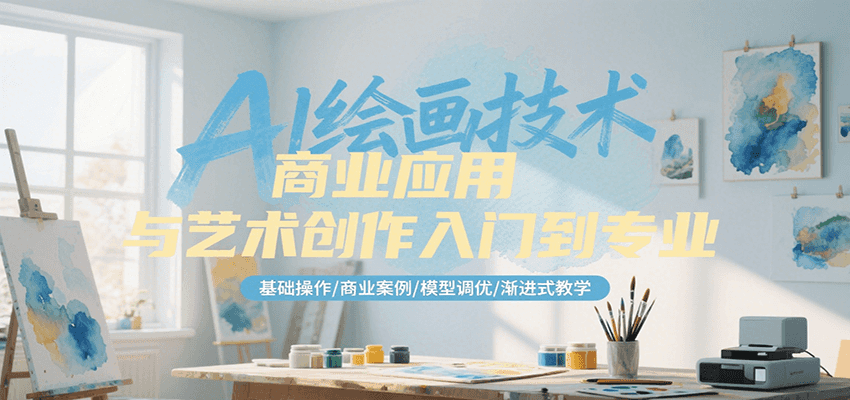 AI绘画技术商业应用与艺术创作入门到专业，基础操作/商业案例/模型调优/渐进式教学-生财