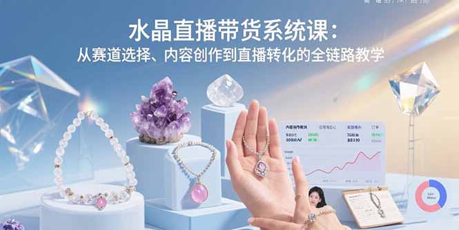 水晶直播带货系统课：从赛道选择、内容创作到直播转化的全链路教学-生财