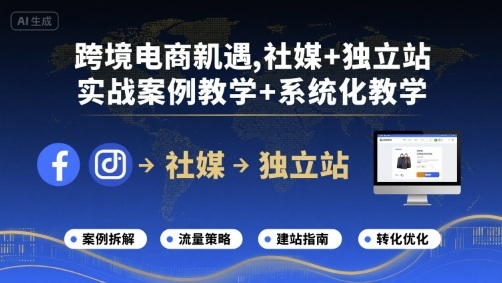 跨境电商新机遇,社媒+独立站,实战案例教学+系统化教学-生财