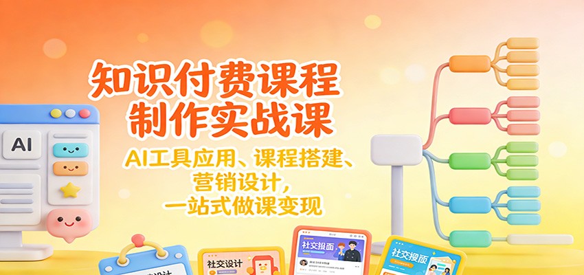 知识付费课程制作实战课：AI工具应用 、课程搭建、营销设计，一站式做课变现-生财