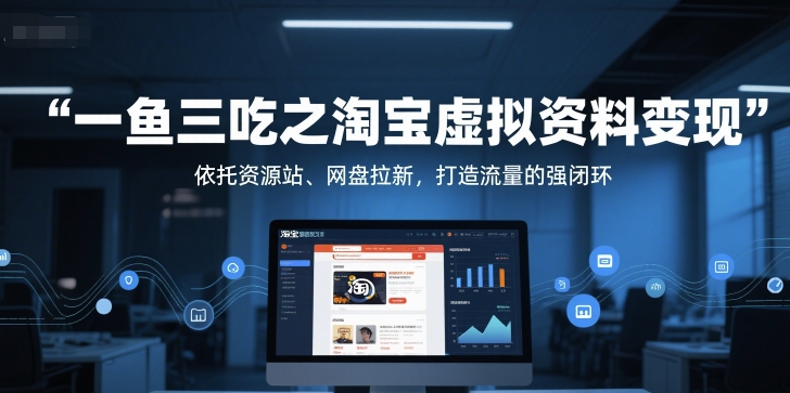 一鱼三吃之淘宝虚拟资料变现，依托资源站、网盘拉新，打造流量的强闭环-生财