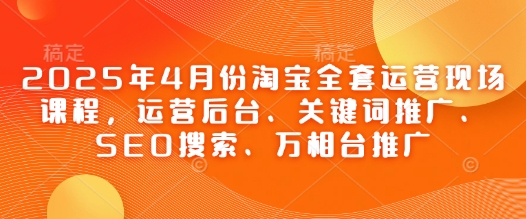 2025年4月份淘宝全套运营现场课程，运营后台、关键词推广、SEO搜索、万相台推广-生财