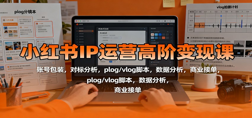 小红书IP运营高阶变现课:账号包装,对标分析,plog/vlog脚本,数据分析,商业接单-生财