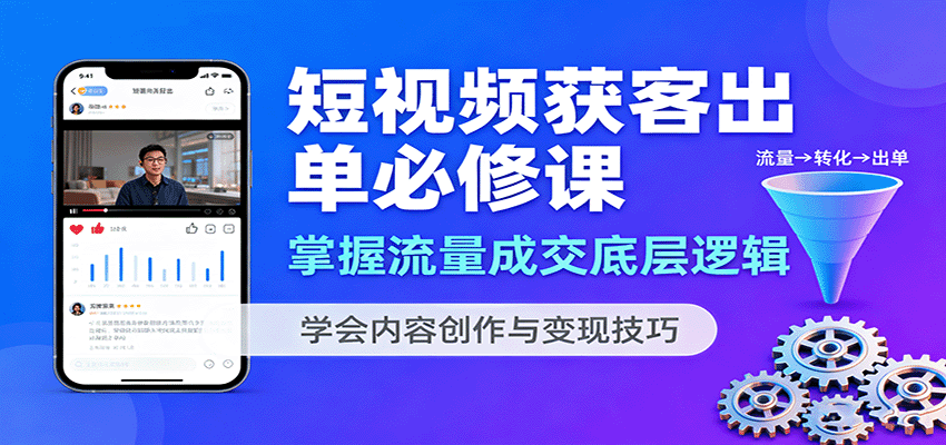 短视频获客出单必修课:掌握流量成交底层逻辑,学会内容创作与变现技巧-生财