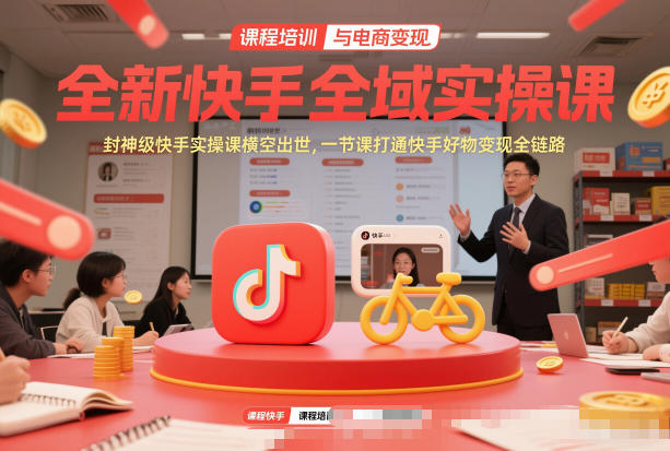 全新快手全域实操课，封神级快手实操课横空出世，一节课打通快手好物变现全链路-生财