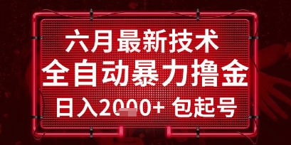 六月最新技术全自动暴力撸金，稳定日入2k+包起号，长期稳定【揭秘】-生财