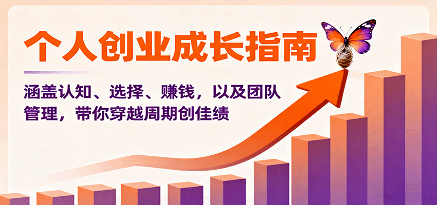 个人创业成长指南：涵盖认知、选择、赚钱，以及团队管理，带你穿越周期创佳绩-生财