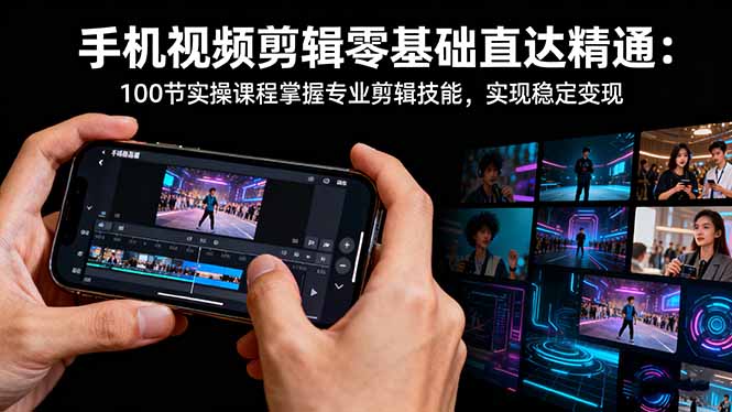 手机视频剪辑零基础直达精通:100节实操课程掌握专业剪辑技能,实现稳...-生财