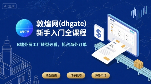 敦煌网(dhgate)新手入门全课程,B端外贸工厂转型必看,抢占海外订单-生财