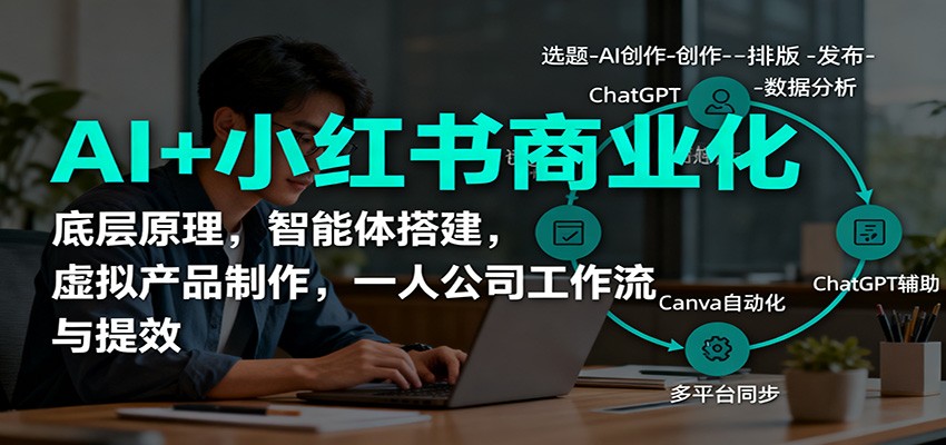 AI+小红书商业化,底层原理,智能体搭建,虚拟产品制作,一人公司工作流与提效-生财