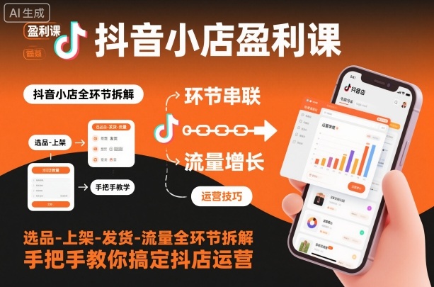抖音小店盈利课-选品-上架-发货-流量全环节拆解,手把手教你搞定抖店运营-生财