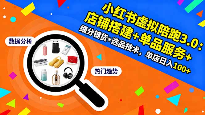 小红书虚拟陪跑3.0:店铺搭建+单品服务+细分铺货+选品技术,单店日入100+-生财