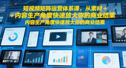 短视频矩阵运营体系课,从素材+内容生产角度快速放大你的商业结果-生财