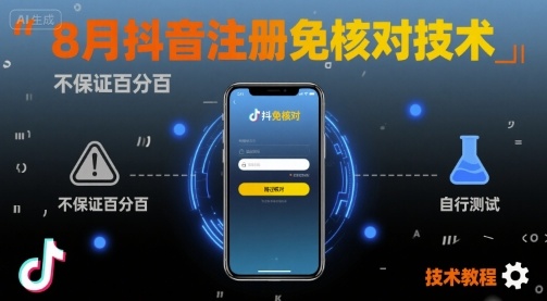 8月抖音注册免核对技术，不保证百分百，自测-生财