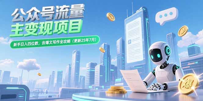 公众号流量主变现项目,新手日入四位数,含爆文写作全攻略(更新25年7月-生财