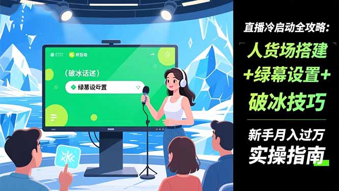 直播冷启动全攻略:人货场搭建+绿幕设置+破冰技巧,新手月入过万实操指南-生财
