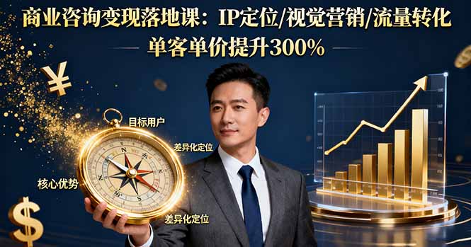 商业咨询变现落地课：IP定位/视觉营销/流量转化，单客单价提升300%-生财