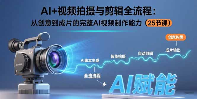 AI+视频拍摄与剪辑全流程:从创意到成片的完整AI视频制作能力(25节课-生财