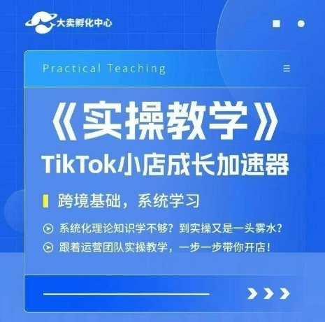 大卖家孵化中心TikTok实操课，TikTok小店成长加速器，跨境基础系统学习，一步一步带你开店-生财