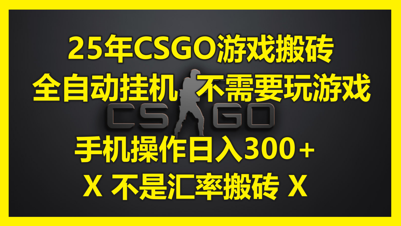 25年CSGO游戏搬砖,全自动挂机,不需要玩游戏,手机操作日入300+。(不...-生财