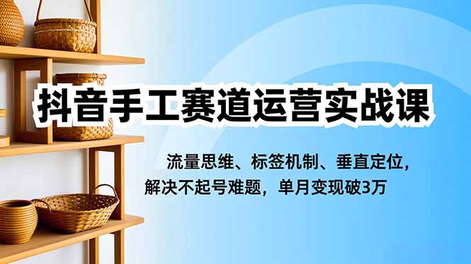 抖音手工赛道运营实战课,流量思维、标签机制、垂直定位,解决不起号难题,单月变现破3万-生财