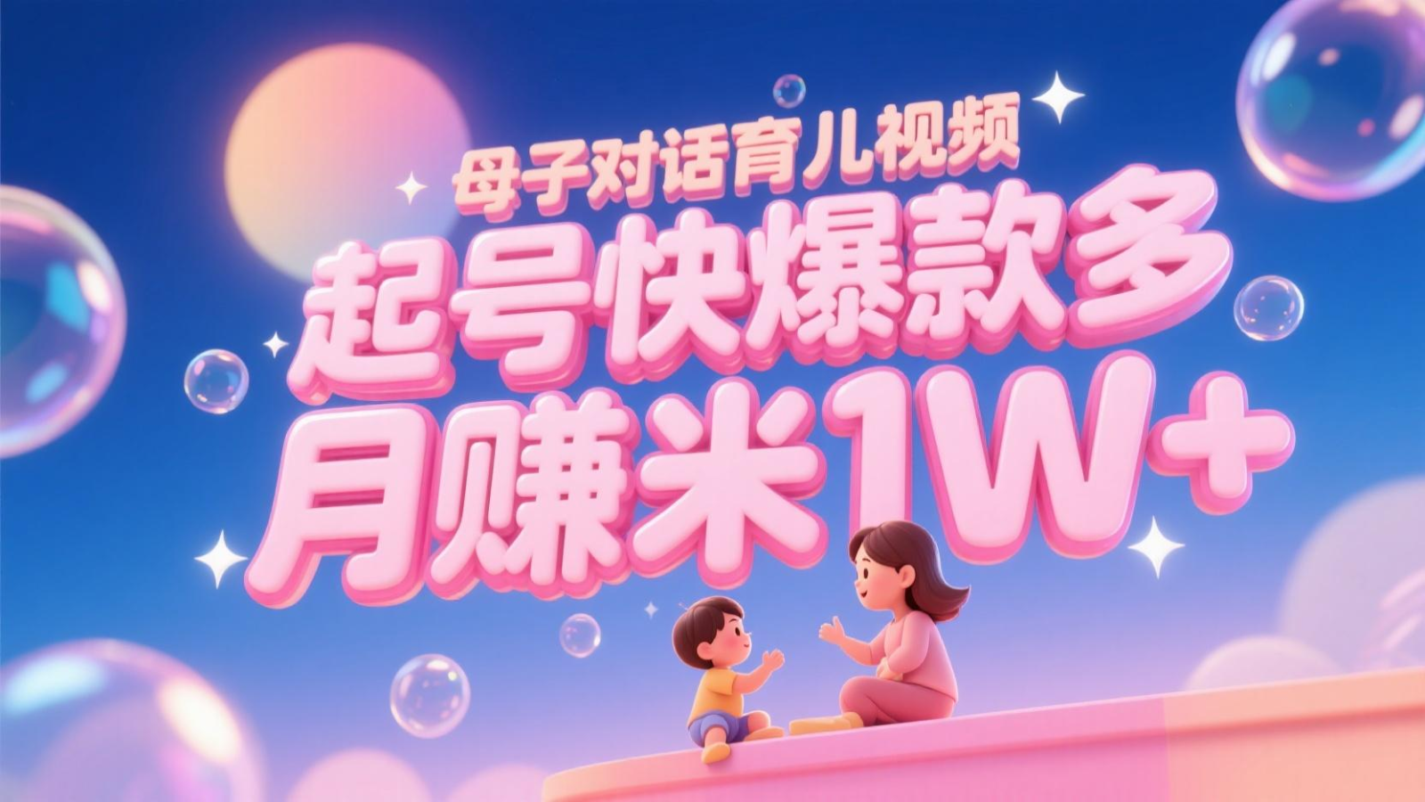 AI生成母子对话育儿类视频，起号快爆款多，小白宝妈轻松学，多渠道变现，月赚米1W+-生财