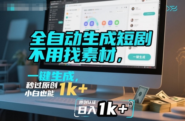 全自动生成短剧,不用找素材,不用剪辑,一键生成,秒过原创,小白也能轻松日入1k+【揭秘】-生财