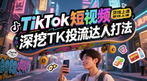 TikTok短视频带货线上课,深挖TK投流达人打法-生财