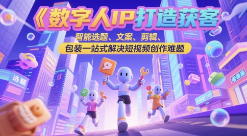 数字人IP打造获客变现实操课，智能选题、文案、剪辑、包装一站式解决短视频创作难题-生财