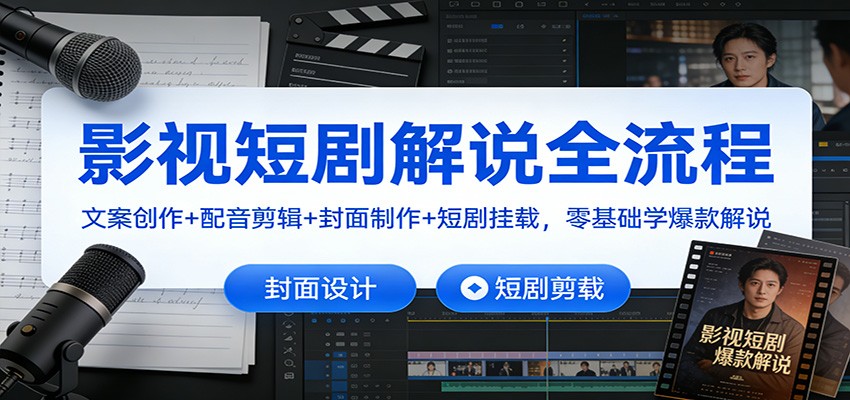 影视短剧解说全流程:文案创作+配音剪辑+封面制作+短剧挂载,零基础学爆款解说-生财