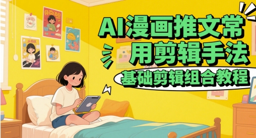 AI漫画推文常用剪辑手法,基础剪辑组合教程-生财
