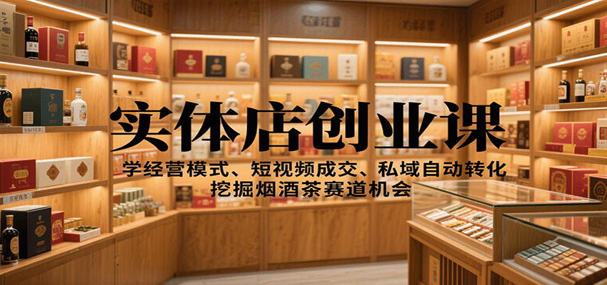 实体店创业课：学经营模式、短视频成交、私域自动转化，挖掘烟酒茶赛道机会-生财