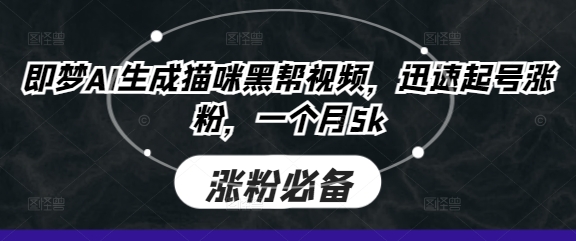 即梦AI生成猫咪黑帮视频,迅速起号涨粉,一个月5k-生财