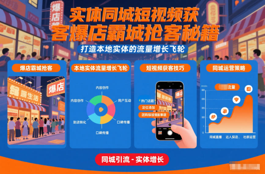 实体同城短视频获客爆店霸城抢客秘籍，打造本地实体的流量增长飞轮-生财