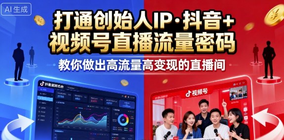 25年直播9-10两期线下课,打通创始人IP,抖音+视频号直播流量密码,教你做出高流量高变现的直播间-生财