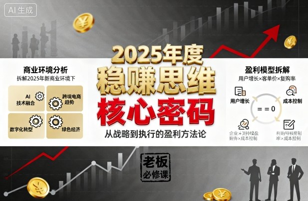 2025年度稳賺思维老板创业营，拆解2025年新商业环境下，企业实现持续盈利的核心密码-生财