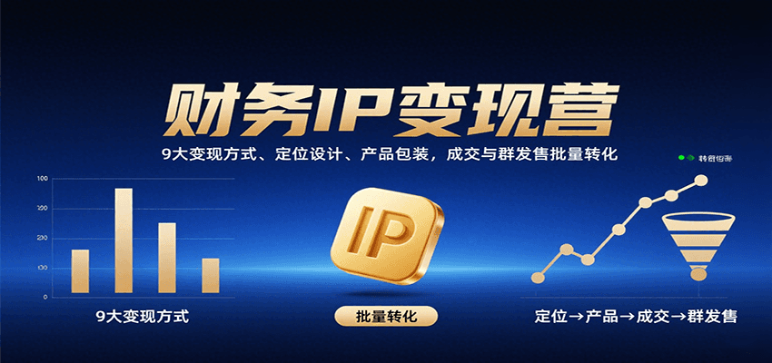 财务IP变现营：9大变现方式、定位设计、产品包装，成交与群发售批量转化-生财