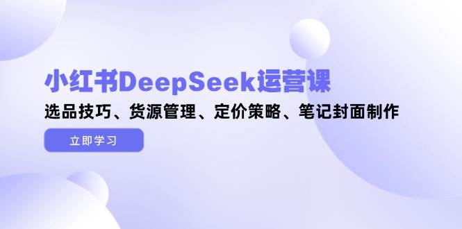 小红书DeepSeek运营课,选品技巧、货源管理、定价策略、笔记封面制作-生财