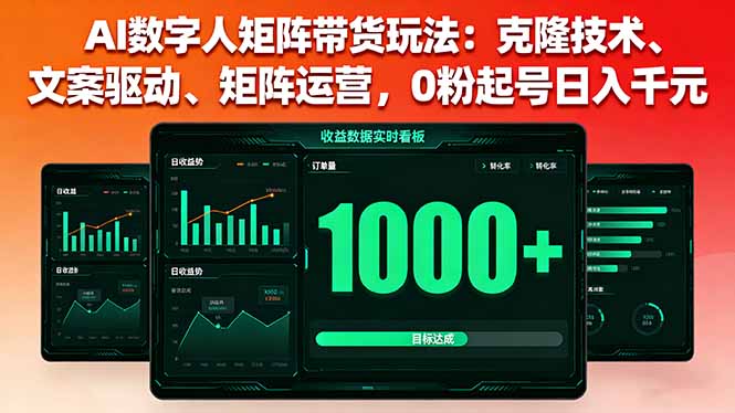 AI数字人矩阵带货玩法:克隆技术、文案驱动、矩阵运营,0粉起号日入千元-生财
