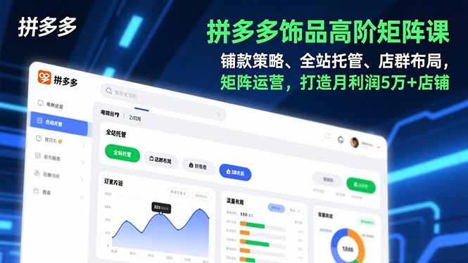 拼多多饰品高阶矩阵课，铺款策略、全站托管、店群布局，矩阵运营，打造月利润5万+店铺-生财