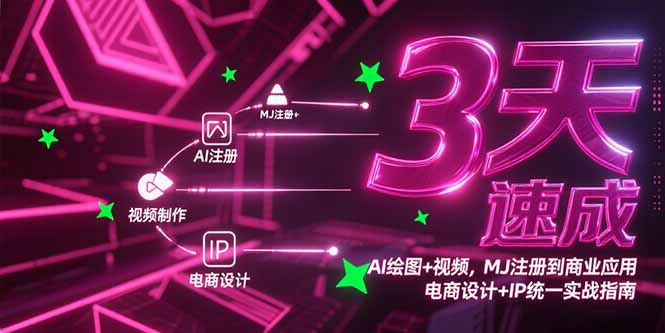 3天速成AI绘图+视频，MJ注册到商业应用，电商设计+IP统一实战指南-生财