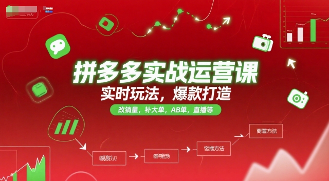 拼多多实战运营课,实时玩法,爆款打造,改销量,补大单,AB单,直播等(更新2025月)-生财