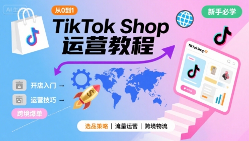 TikTok Shop从0到1运营教程，TikTok跨境电商新手必学课程-生财