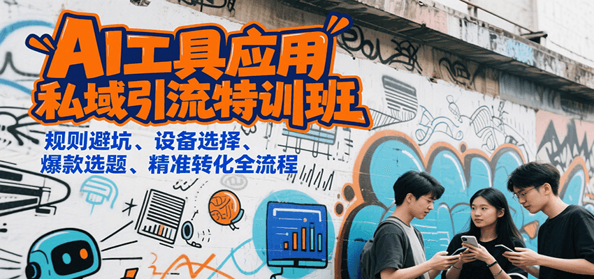 AI工具应用私域引流特训班,规则避坑、设备选择、爆款选题、精准转化全流程-生财