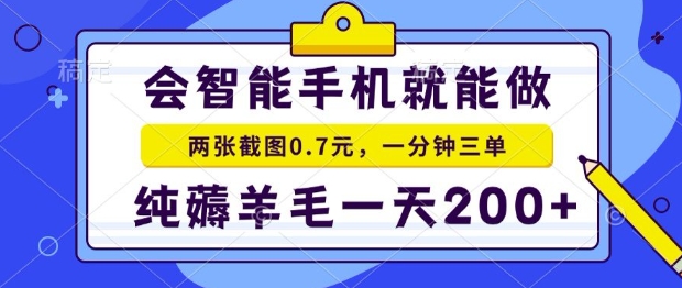 2025年零撸手机项目,二十秒一单,纯薅羊毛,一天200+做就有【揭秘】-生财