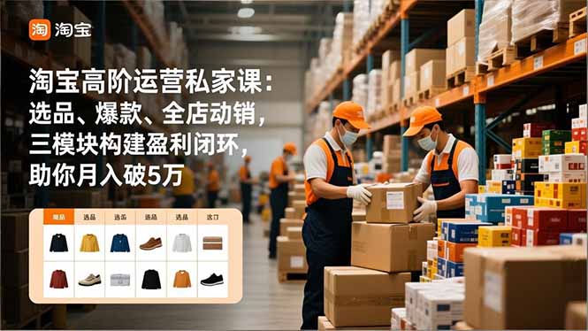 淘宝高阶运营私家课：选品、爆款、全店动销，三模块构建盈利闭环，助你月入破5万(更新12月-生财