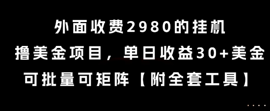 外面收费2980的挂G撸美金项目,单日收益30+美金,可批量可矩阵【揭秘】-生财