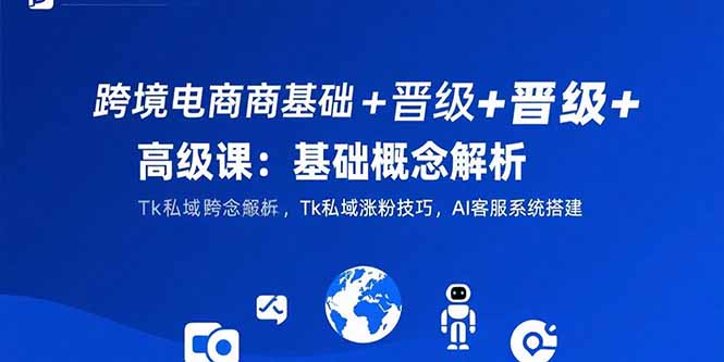 跨境电商基础+晋级+高级课:基础概念解析,Tk私域涨粉技巧,AI客服系统搭建-生财
